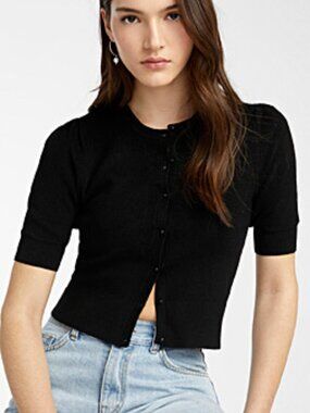 EUC! | TWIK Short-Sleeved Cropped Cardigan | Black | Size Large